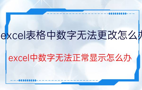 excel表格中数字无法更改怎么办 excel中数字无法正常显示怎么办？